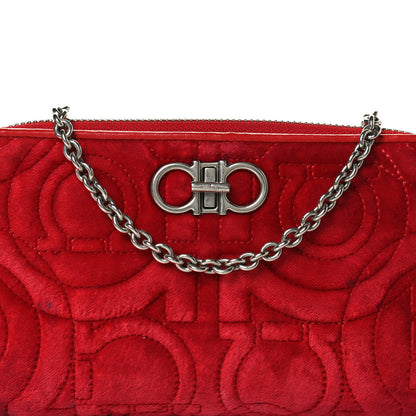 Salvatore Ferragamo Velvet Quilted Gancini Wallet on Chain 12 of 12