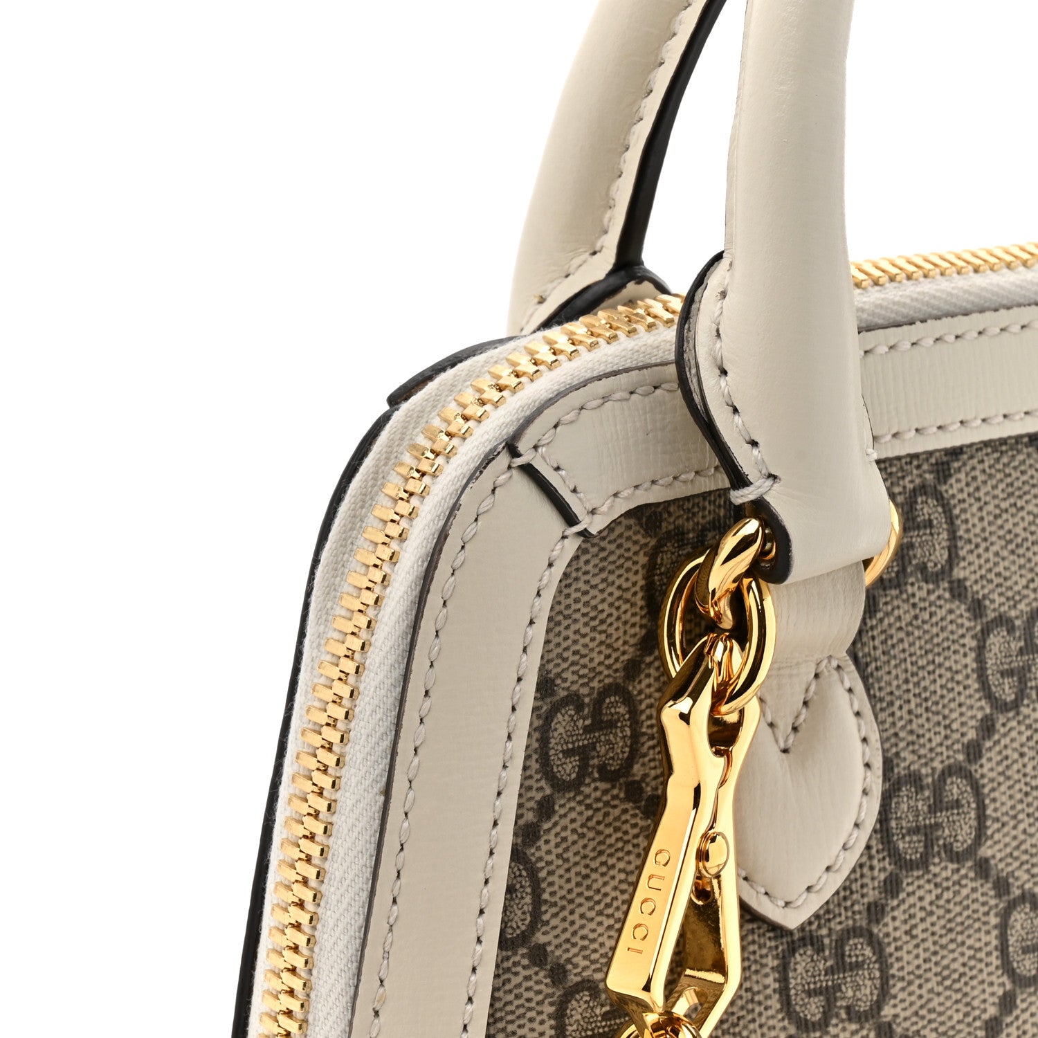 Gucci GG Supreme Monogram Azalea Calfskin Mini Horsebit 1955 Top Handle Bag Beige Ebony Mystic White 11 of 12