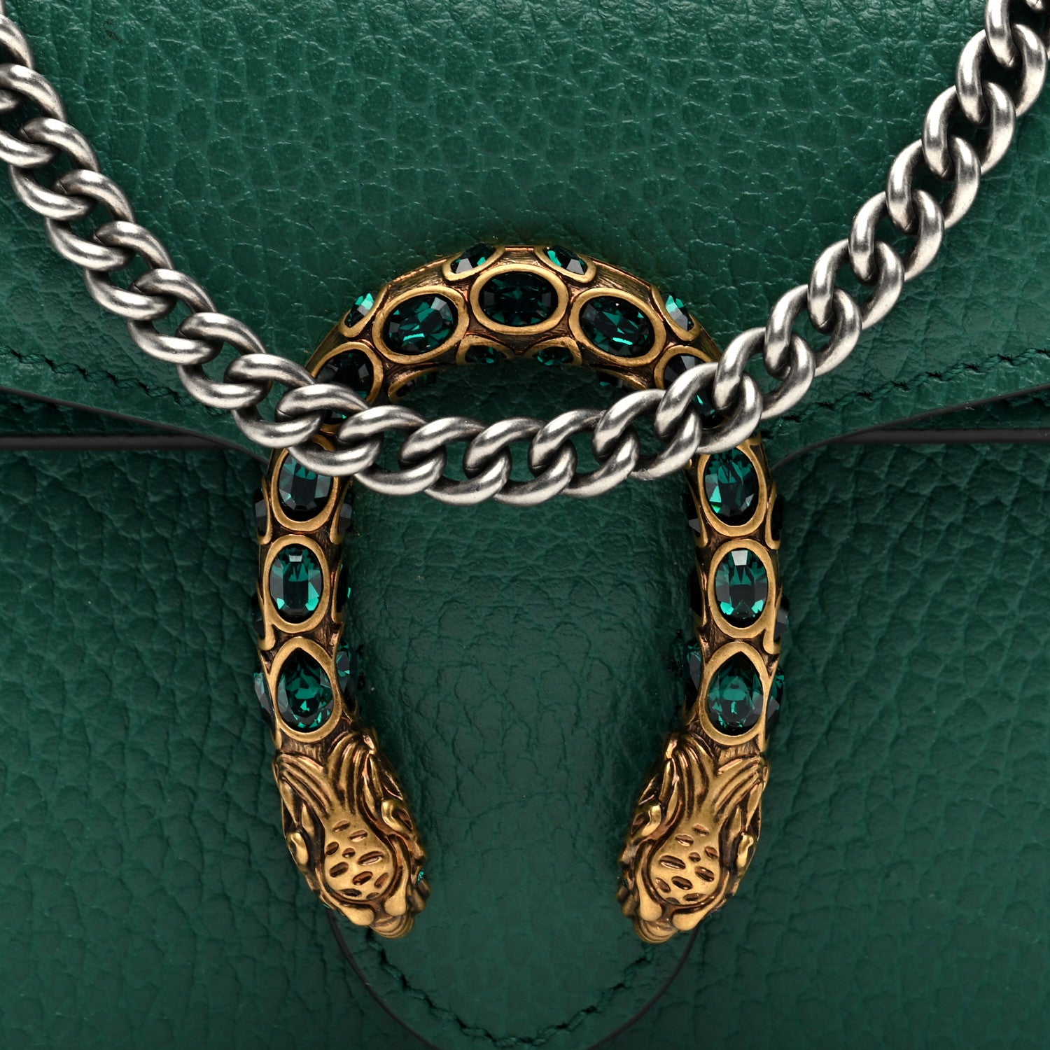 Gucci Dollar Calfskin Crystal Super Mini Dionysus Shoulder Bag Emerald 7 of 9
