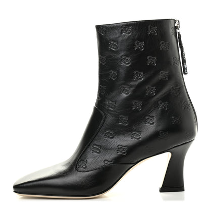 Fendi Vitello Karligraphy Embossed FFreedom Ankle Boots 37 Black 1 of 7