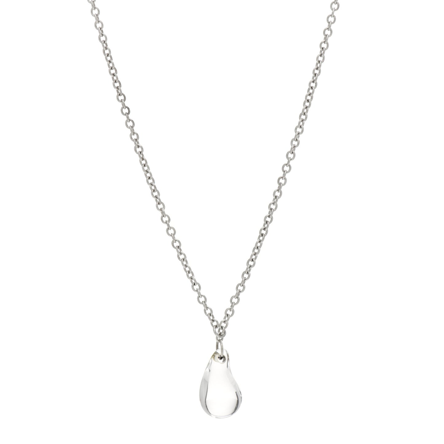 Sterling Silver Rock Crystal 16mm Elsa Peretti Teardrop Lariat Necklace