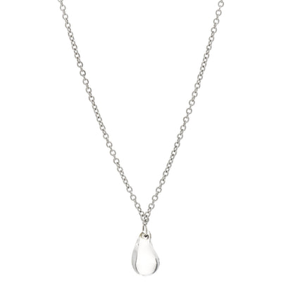 Tiffany Sterling Silver Rock Crystal 16mm Elsa Peretti Teardrop Lariat Necklace 1 of 6