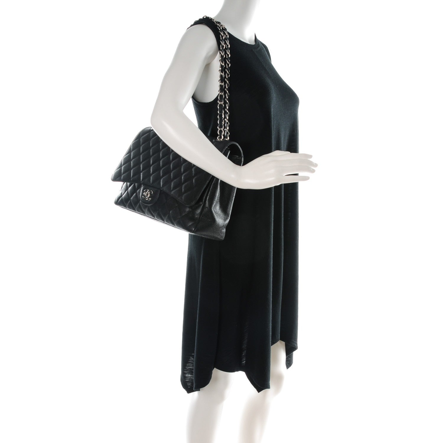 Chanel Caviar Quilted Jumbo Single Flap Black 2 of 10