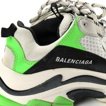 Balenciaga Fabric Mesh Womens Triple S Sneakers 38 White Green Fluo Black 9 of 17