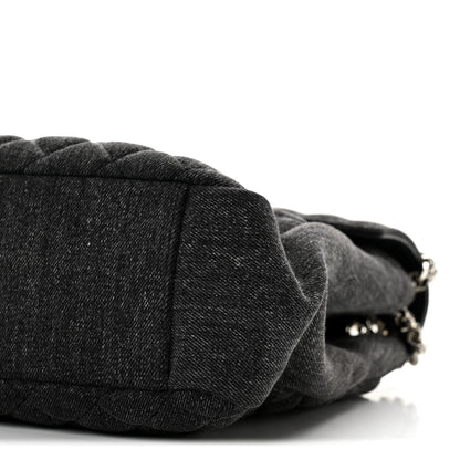 Saint Laurent Denim Mixed Matelasse Triquilt Large Monogram Envelope Satchel Black 10 of 13