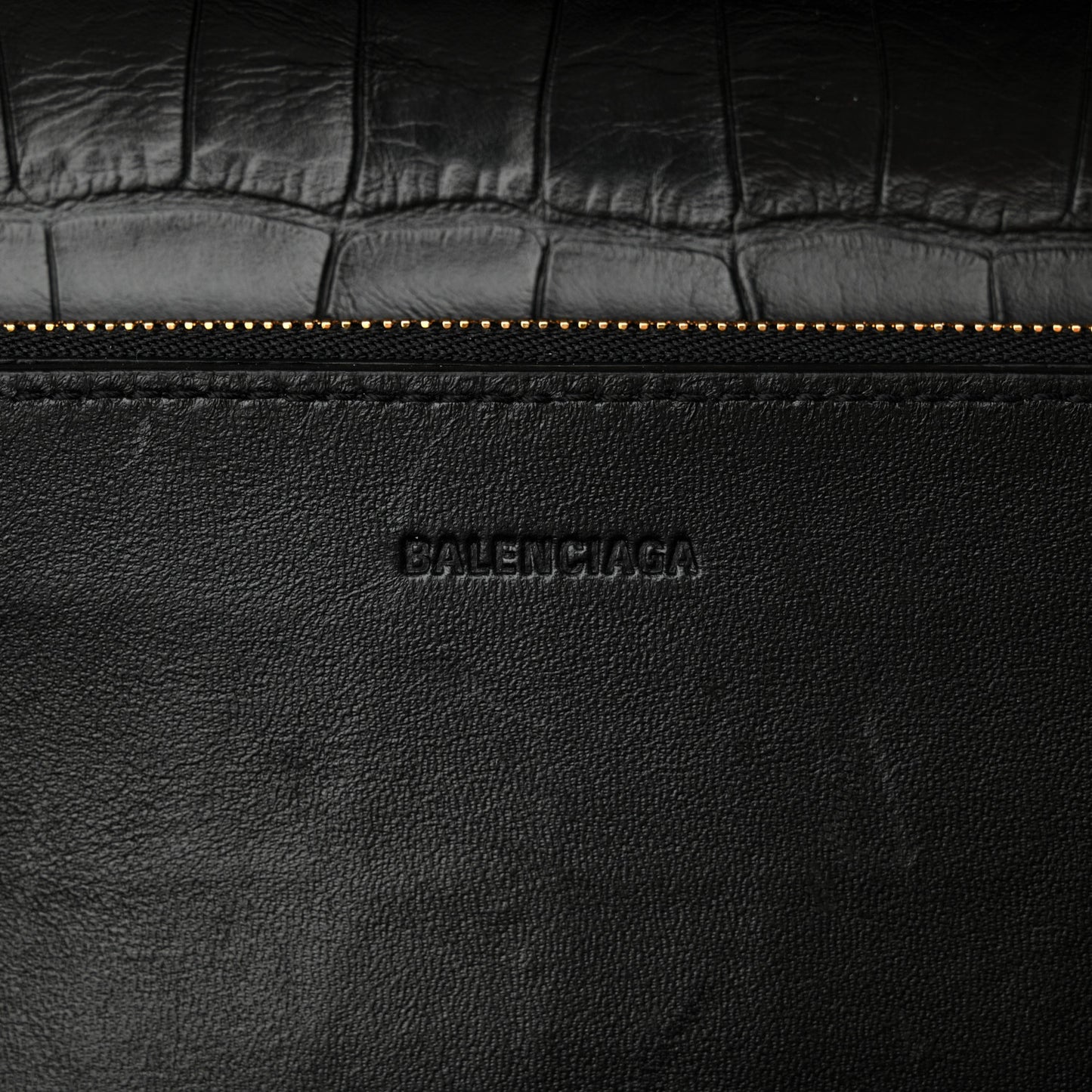 Extra Supple Calfskin Crocodile Embossed Small Gossip Bag Black