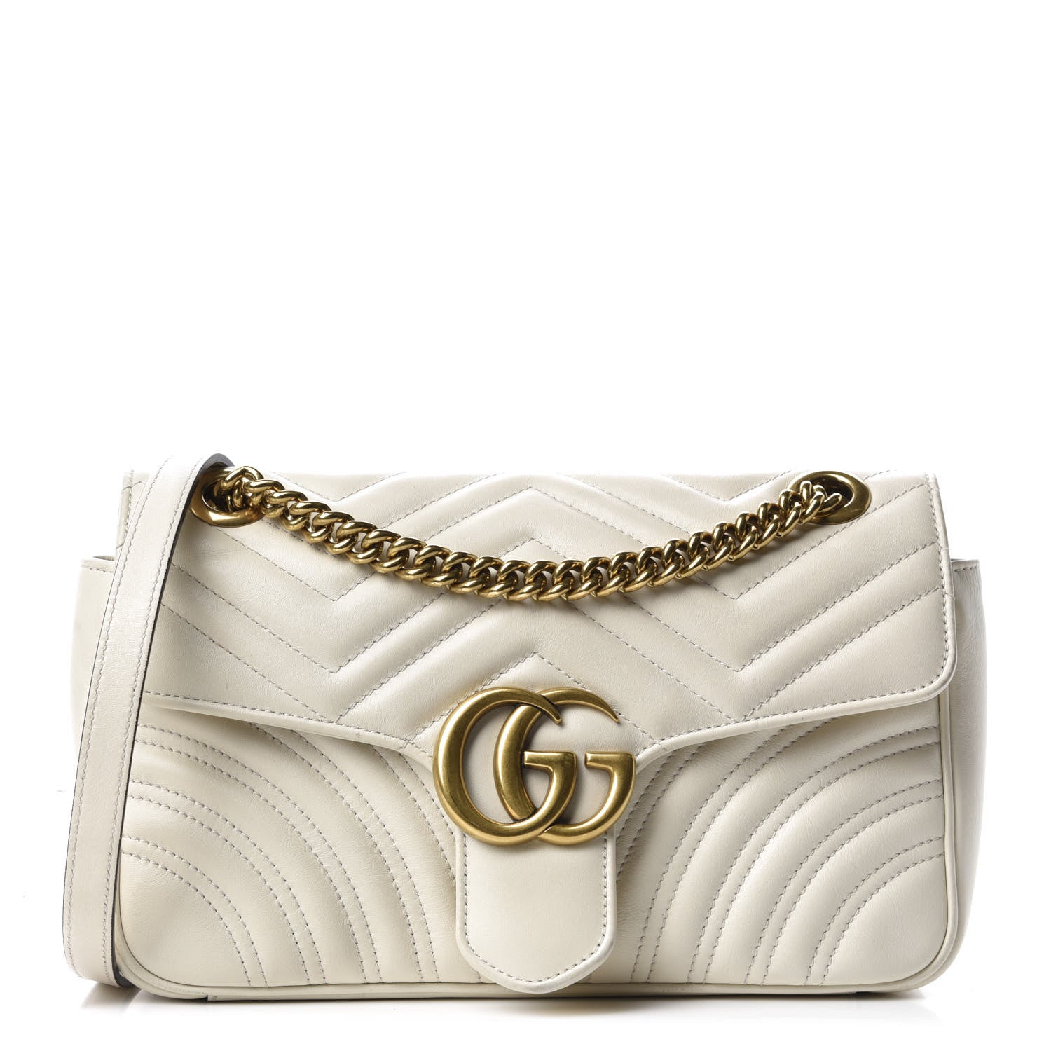 Gucci Calfskin Matelasse Small GG Marmont Shoulder Bag White 1 of 11