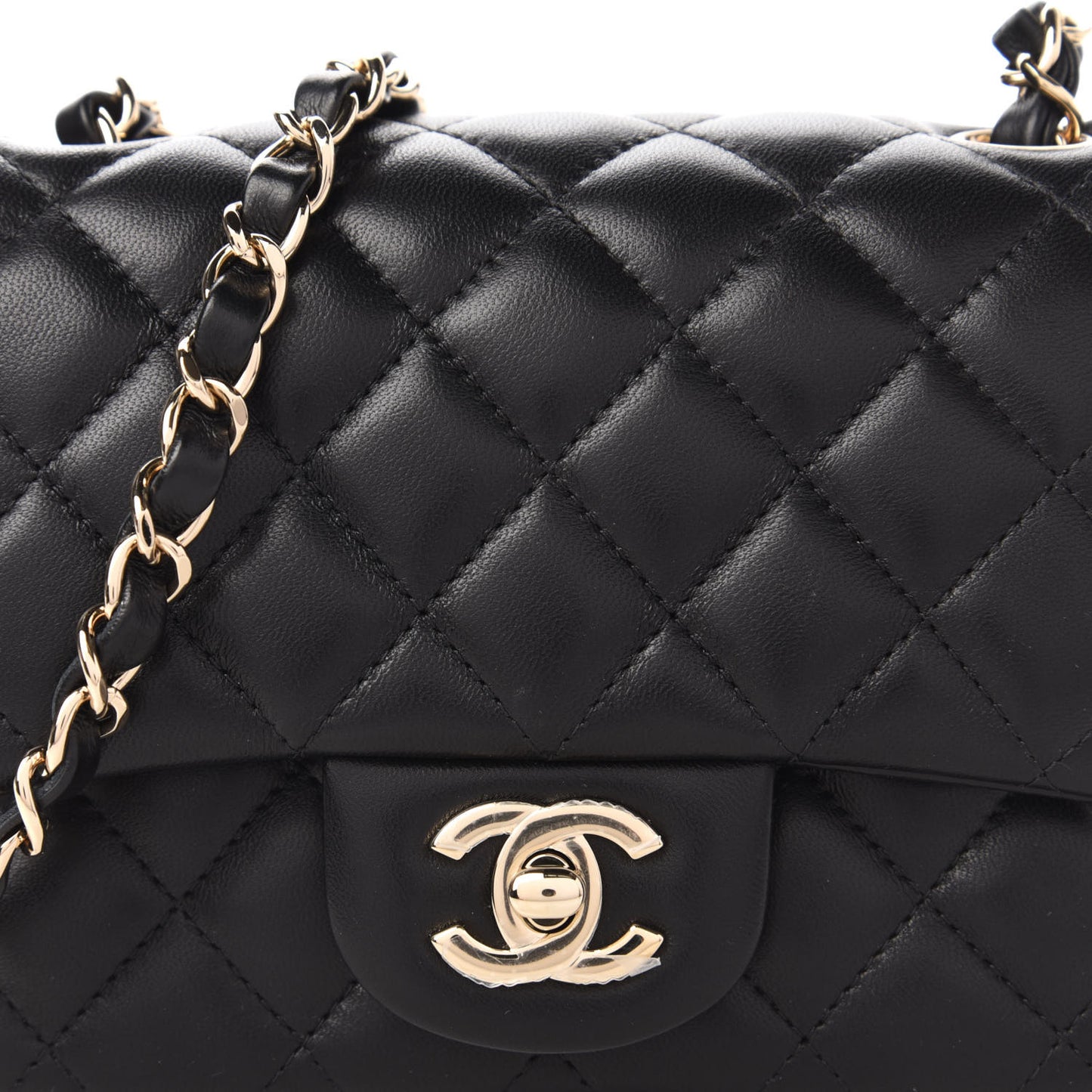 Lambskin Quilted Mini Square Flap Black