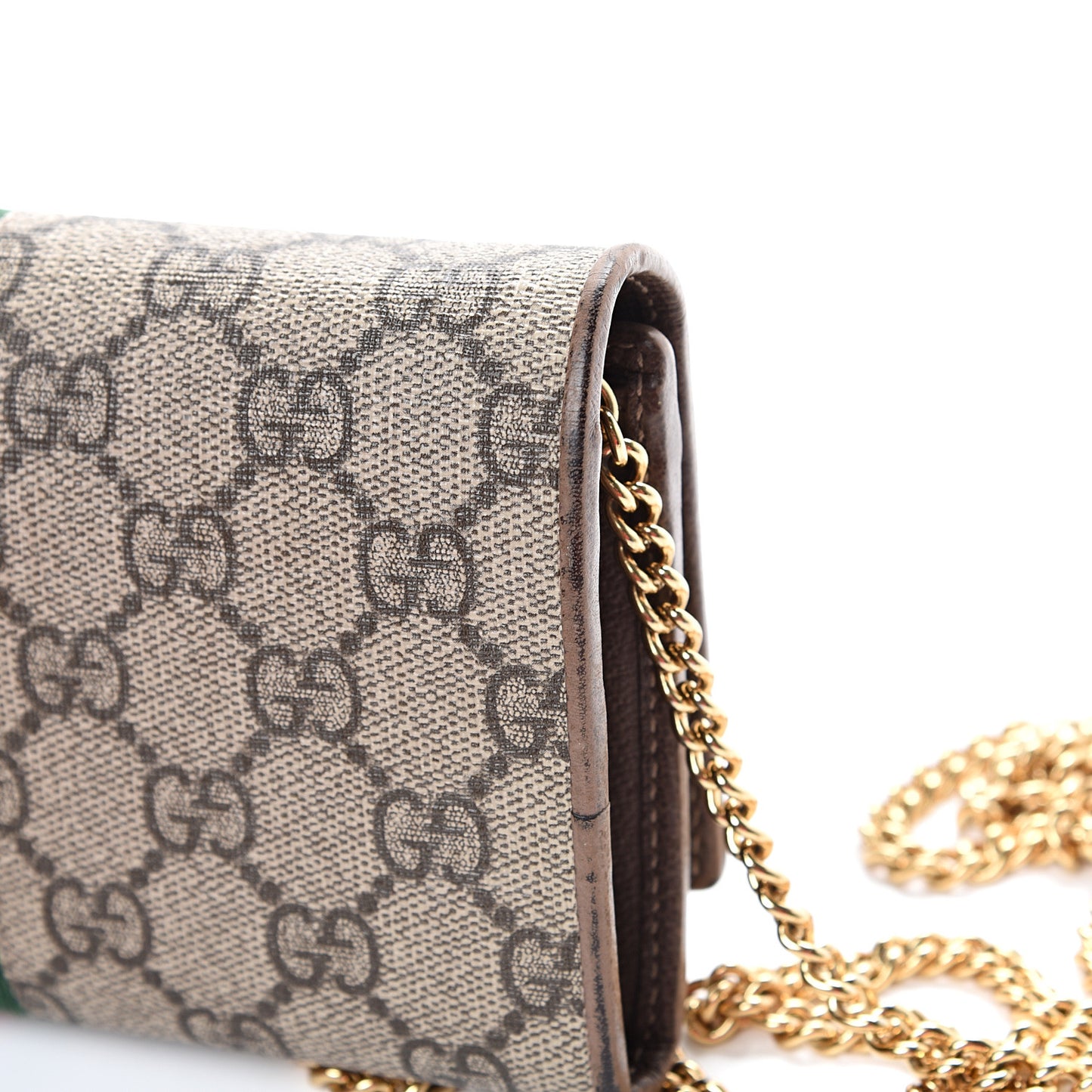 GG Supreme Monogram Web Ophidia Wallet On Chain Brown