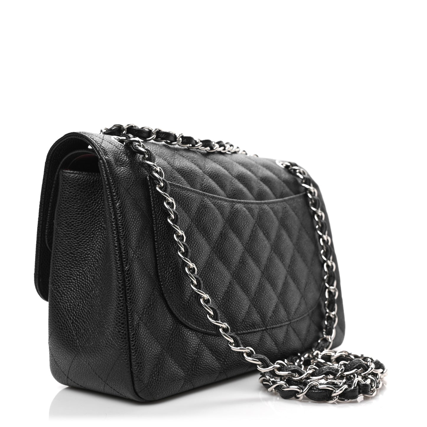 Caviar Quilted Jumbo Double Flap Black