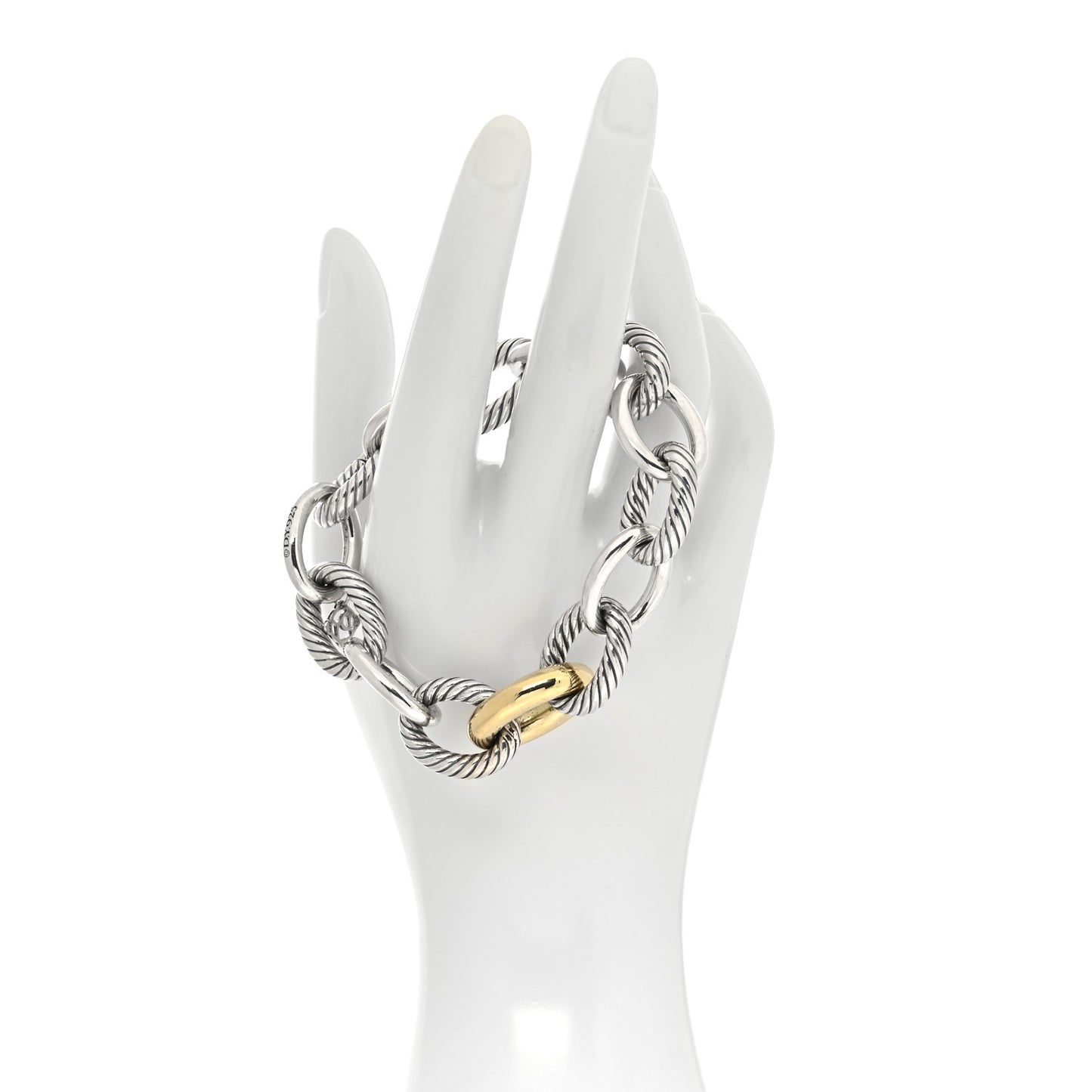 Sterling Silver 18K Yellow Gold 19mm Extra Large Oval Link Bracelet