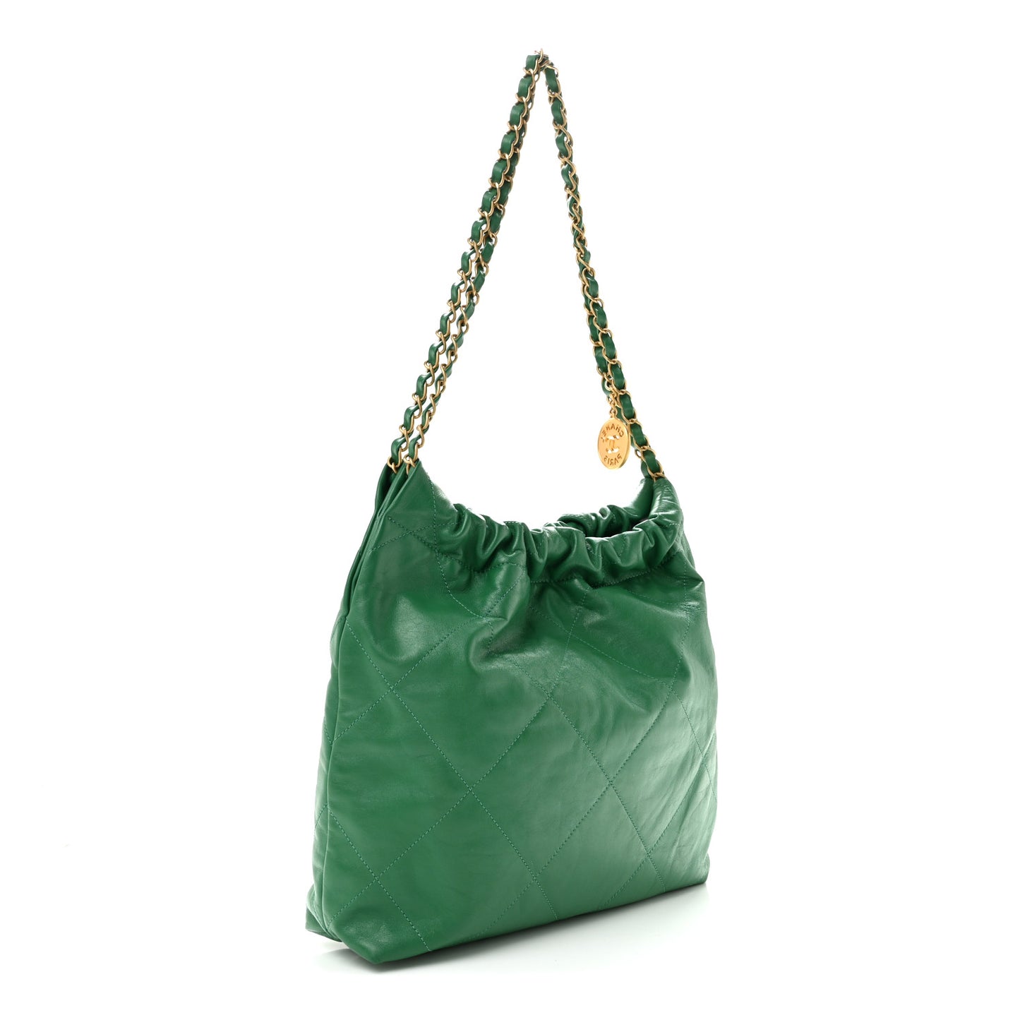 Shiny Calfskin Quilted Small Chanel 22 Green