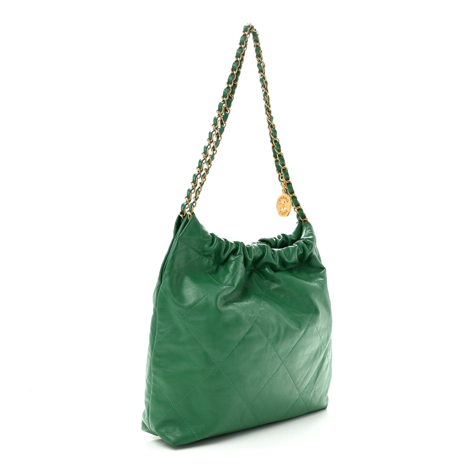 Chanel Shiny Calfskin Quilted Small Chanel 22 Green 4 of 14