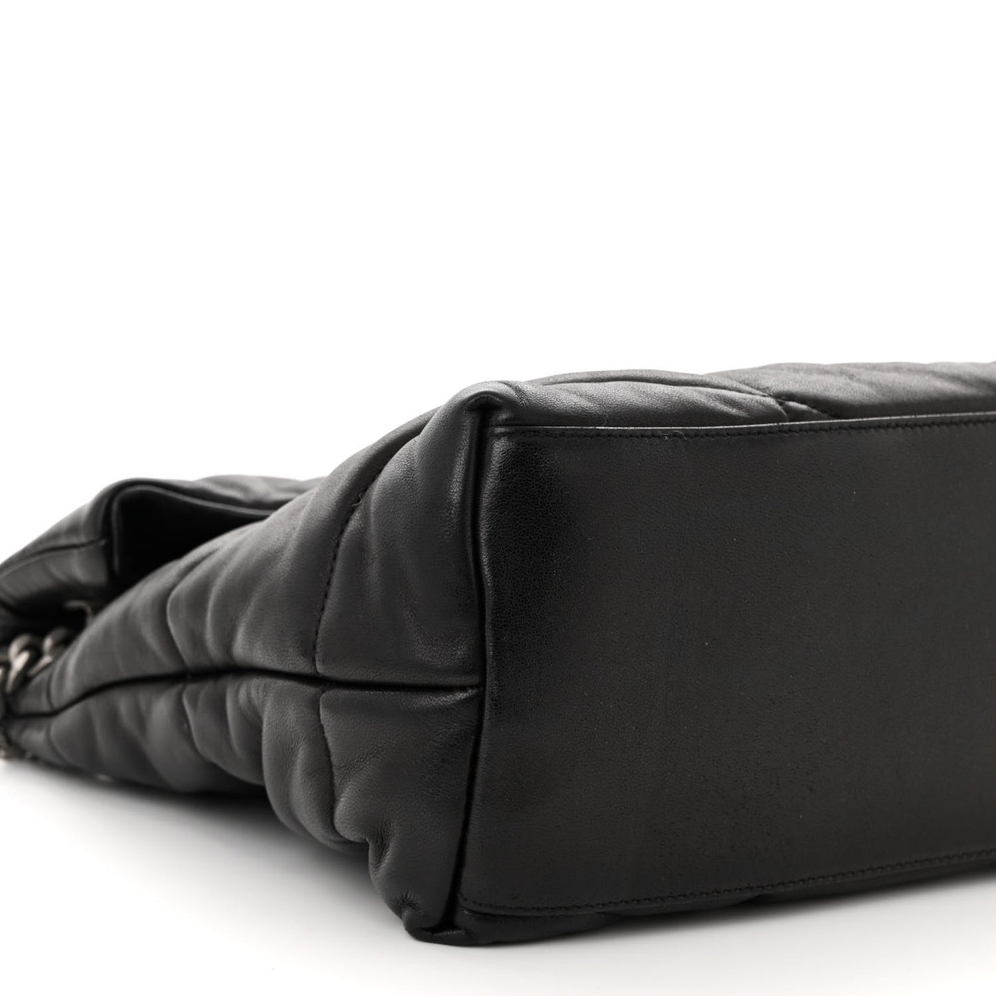 Lambskin Quilted Medium Loulou Puffer Monogram Chain Satchel Black