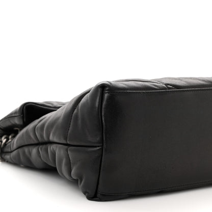 Saint Laurent Lambskin Quilted Medium Loulou Puffer Monogram Chain Satchel Black 9 of 10