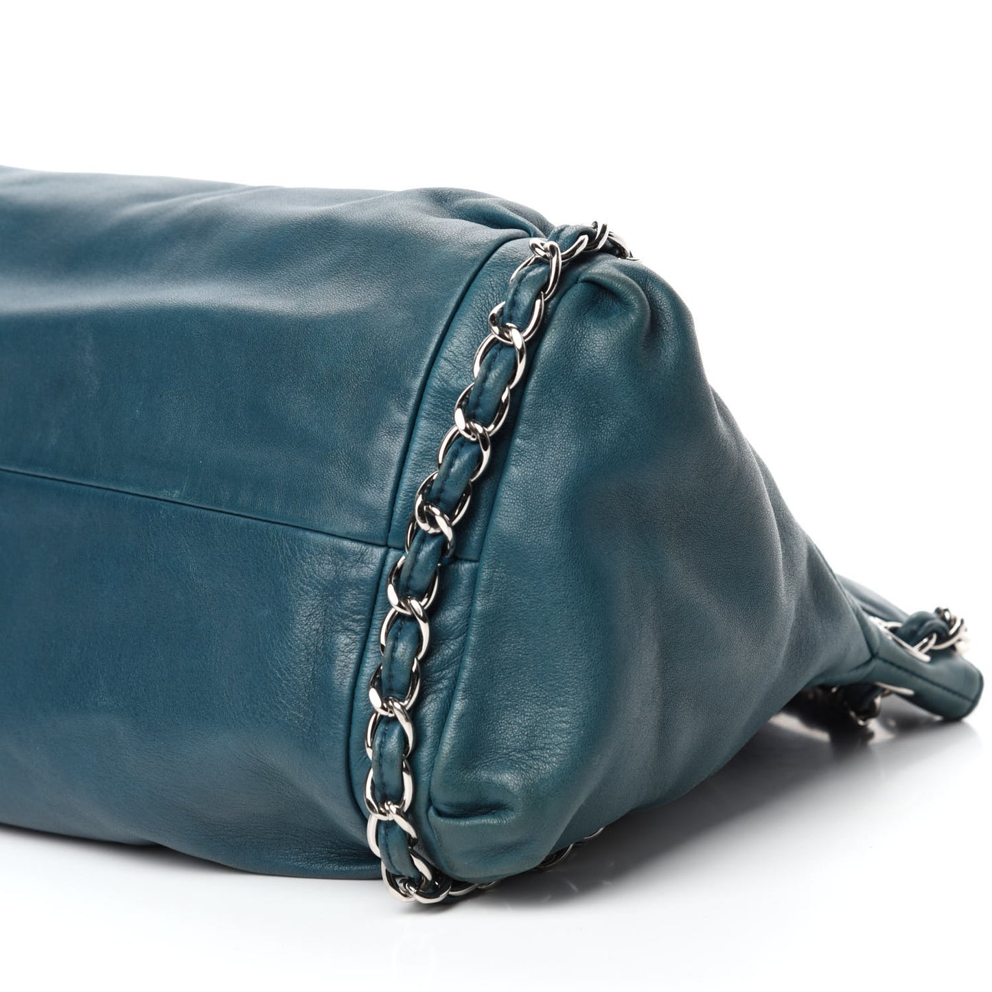 Lambskin Large Sharpei Shoulder Bag Turquoise