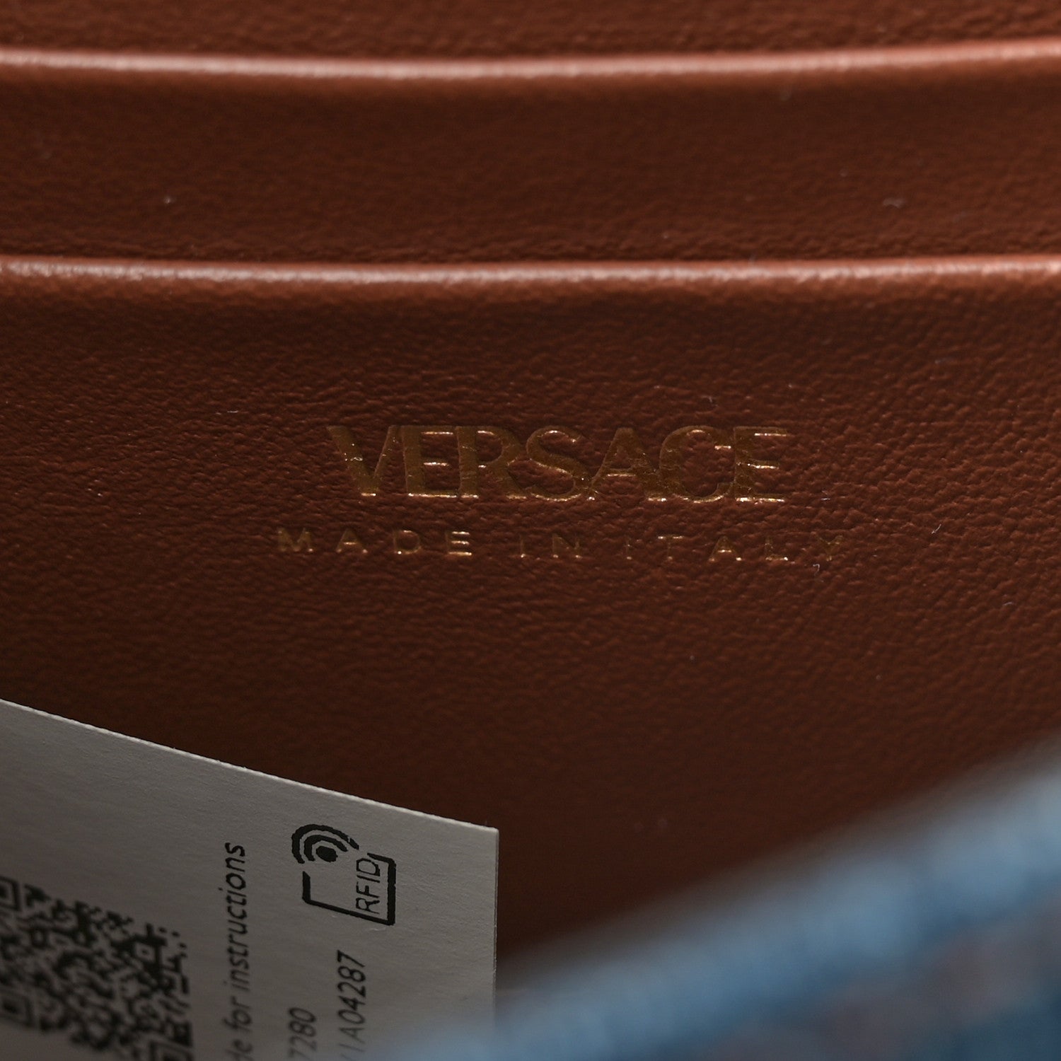 Versace Denim Mini La Medusa Chain Top Handle Bag Navy Blue 6 of 10