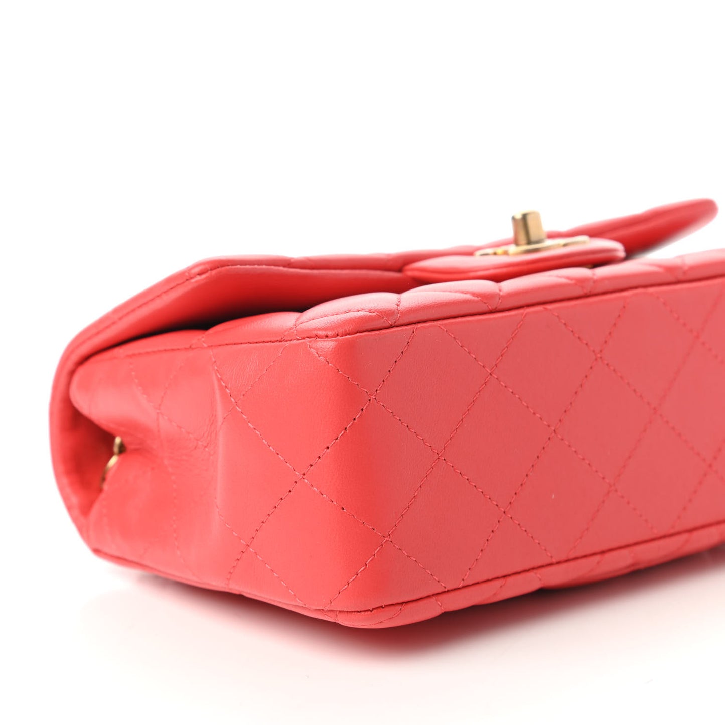 Lambskin Quilted Mini Rectangular Flap Red