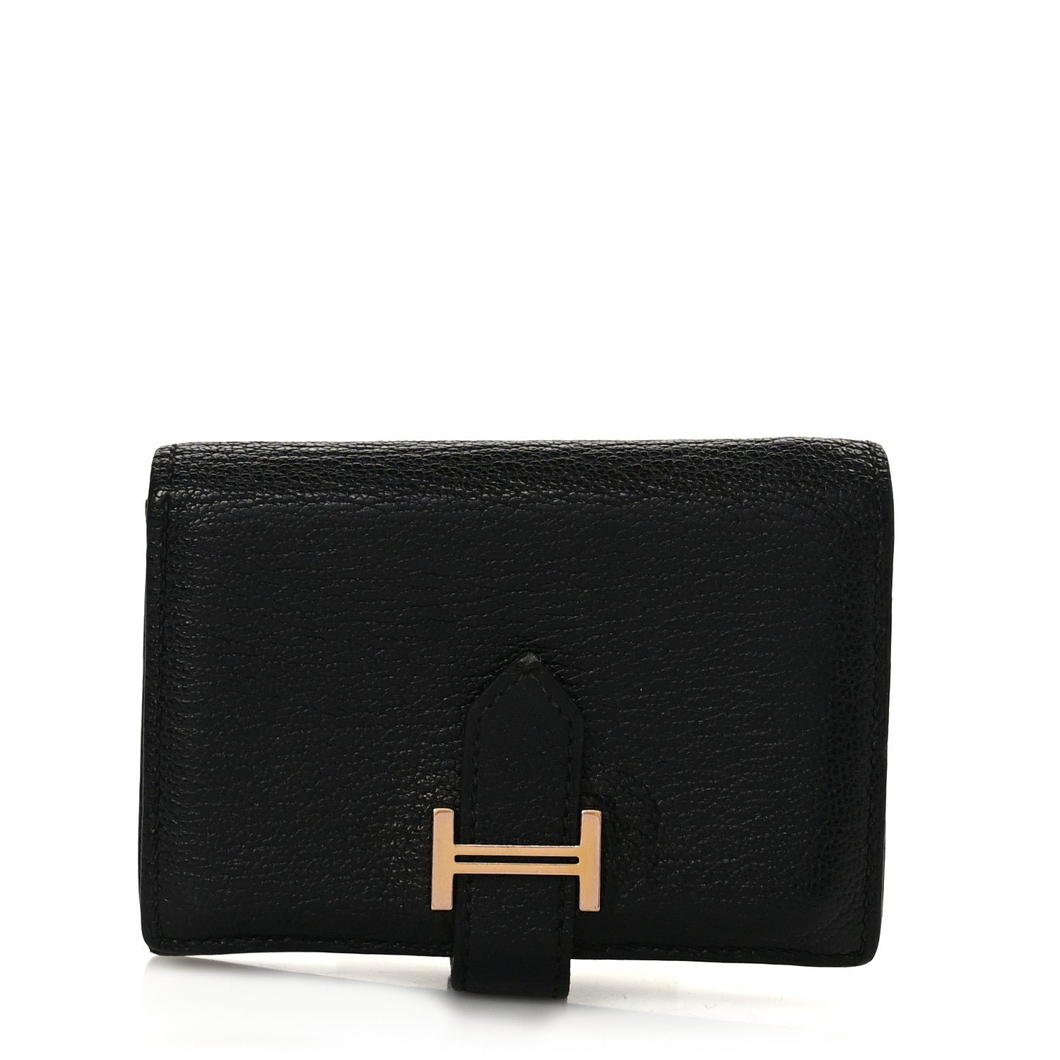 Hermes Chevre Mysore Bearn Card Holder Wallet Black 1 of 8