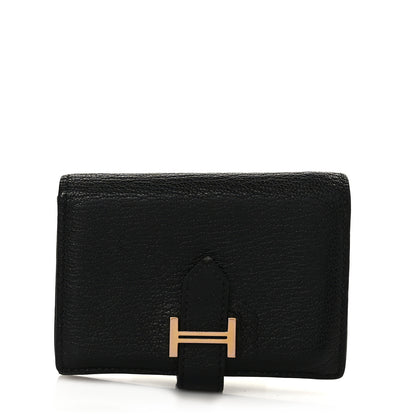 Hermes Chevre Mysore Bearn Card Holder Wallet Black 1 of 8