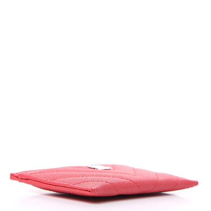 Chanel Caviar Chevron Quilted Card Holder Wallet Dark Pink 4 of 8