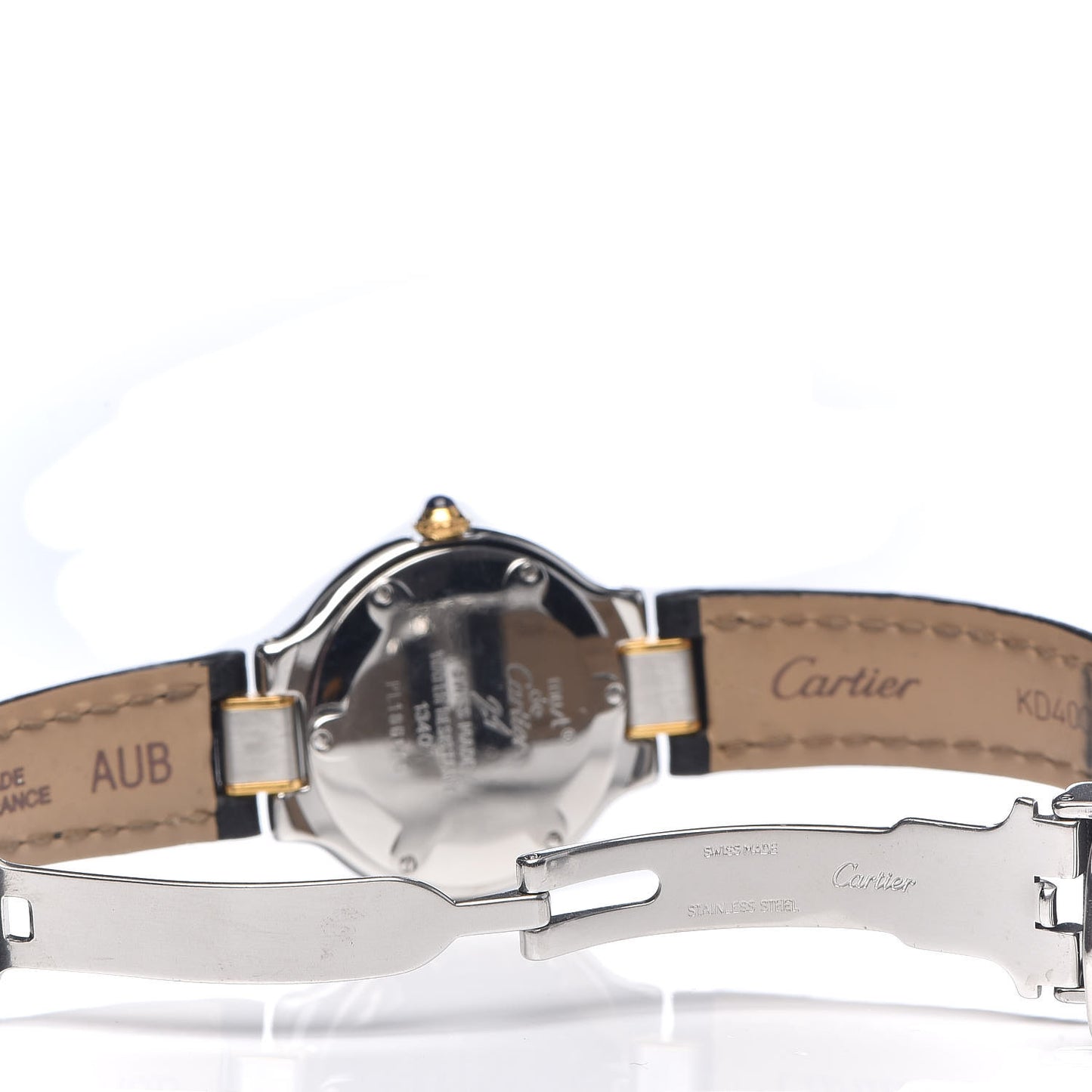 Stainless Steel 18K Yellow Gold Calfskin 28mm Must De 21 Quartz Watch