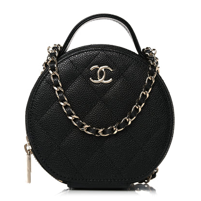 Chanel Caviar Quilted Round Handle With Care Vanity With Chain Black 1 of 10