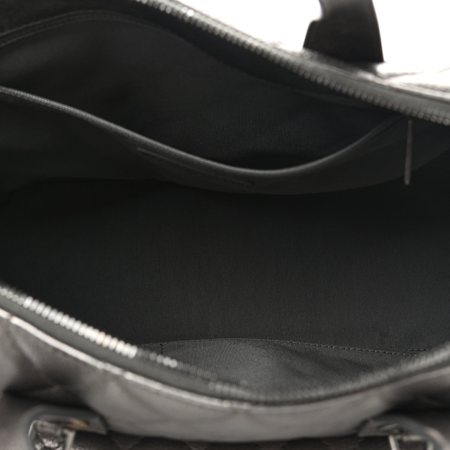 Chanel Metallic Grained Calfskin Quilted Large Casual Pocket Bowling Bag Silver 5 of 10
