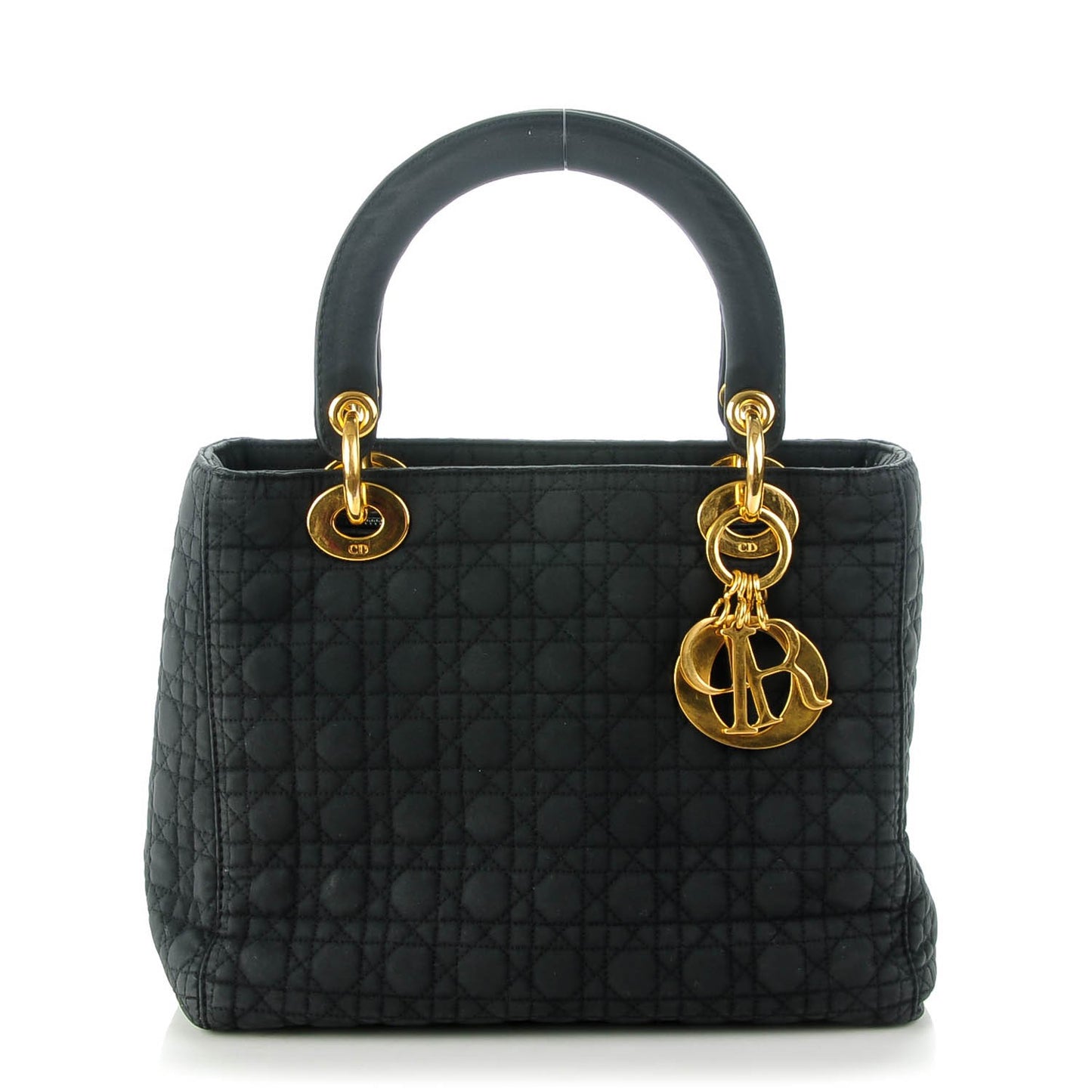 Nylon Cannage Medium Lady Dior Black