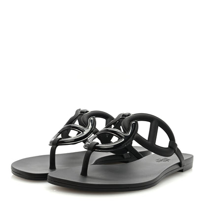 Hermes Rubber Womens Egerie Sandals 37 Black 3 of 8