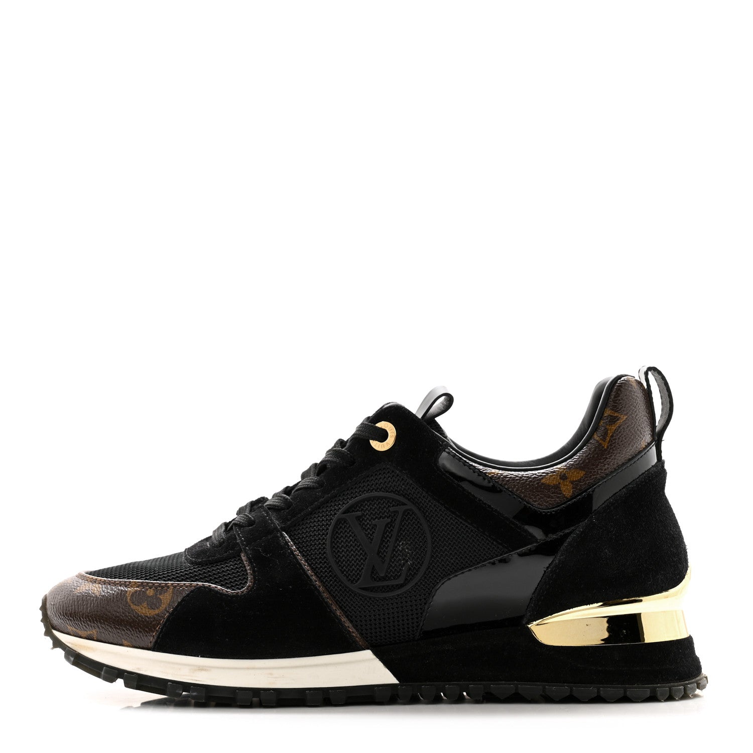 Louis Vuitton Suede Monogram Run Away Sneakers 39 Black 1 of 11