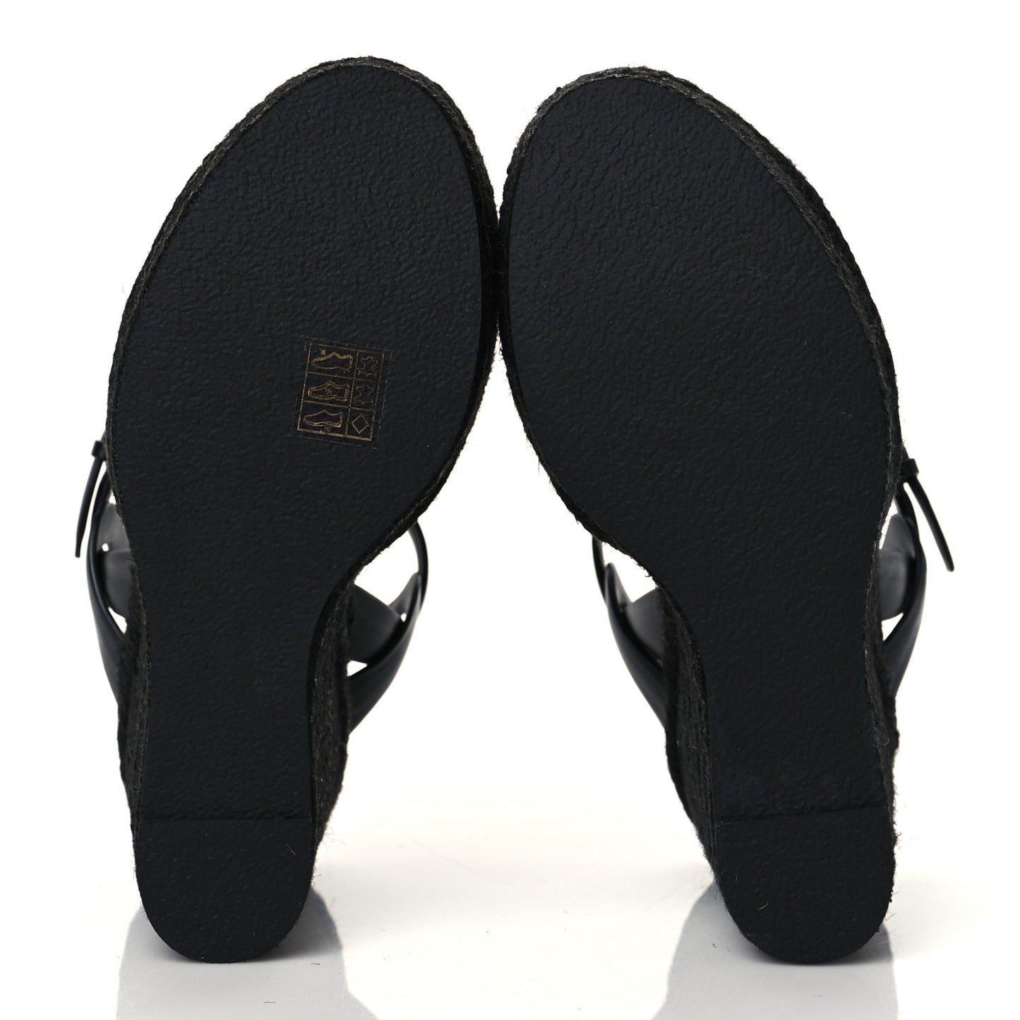 Calfskin Tribute 95 Platform Espadrille Wedge Sandals 38.5 Black