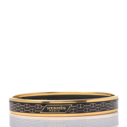 Hermes Enamel Narrow Printed Chain D Ancre Bracelet 70 Black 3 of 5