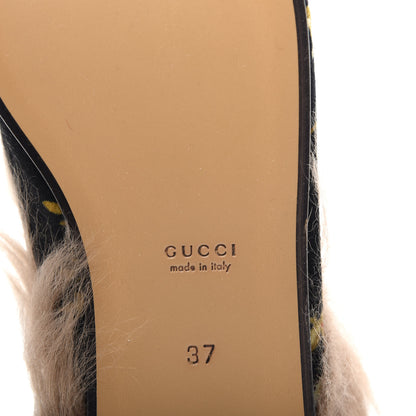 Gucci Velvet Fur Floral Womens Princetown Slippers 37 Black 9 of 11