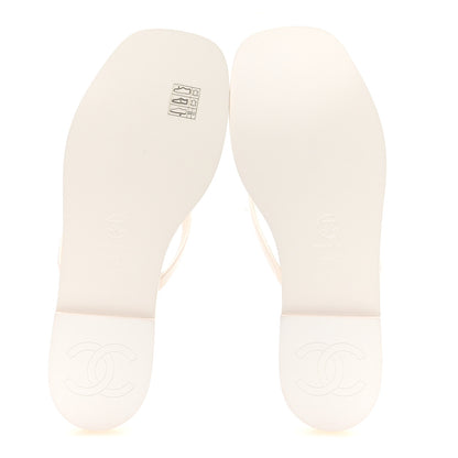 Chanel Goatskin CC Times Square Thong Sandals 38.5 White 6 of 9