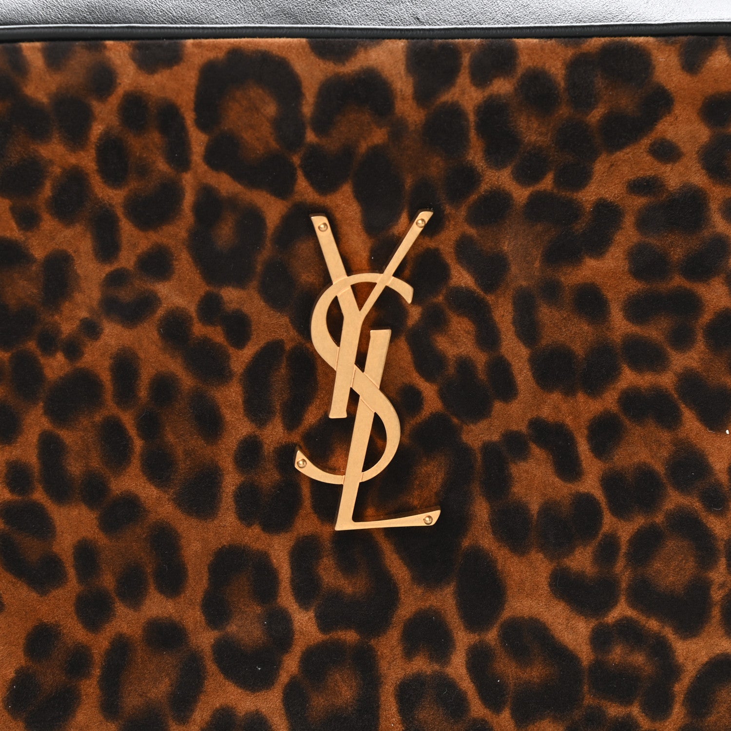Saint Laurent Calfskin Leopard Print Monogram Lou Camera Bag Black 6 of 8