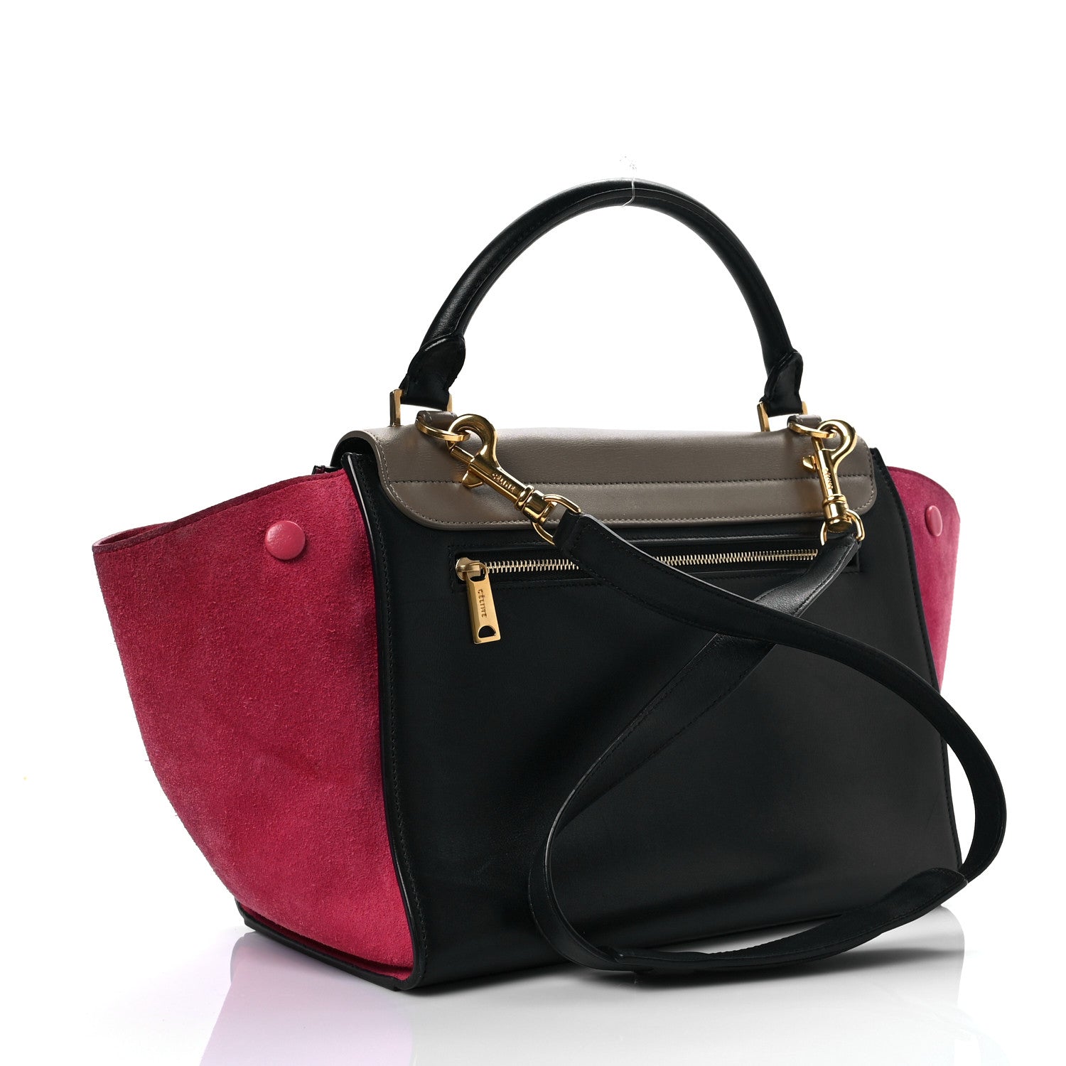 Celine Smooth Calfskin Suede Small Tri-Color Trapeze Pink 2 of 9