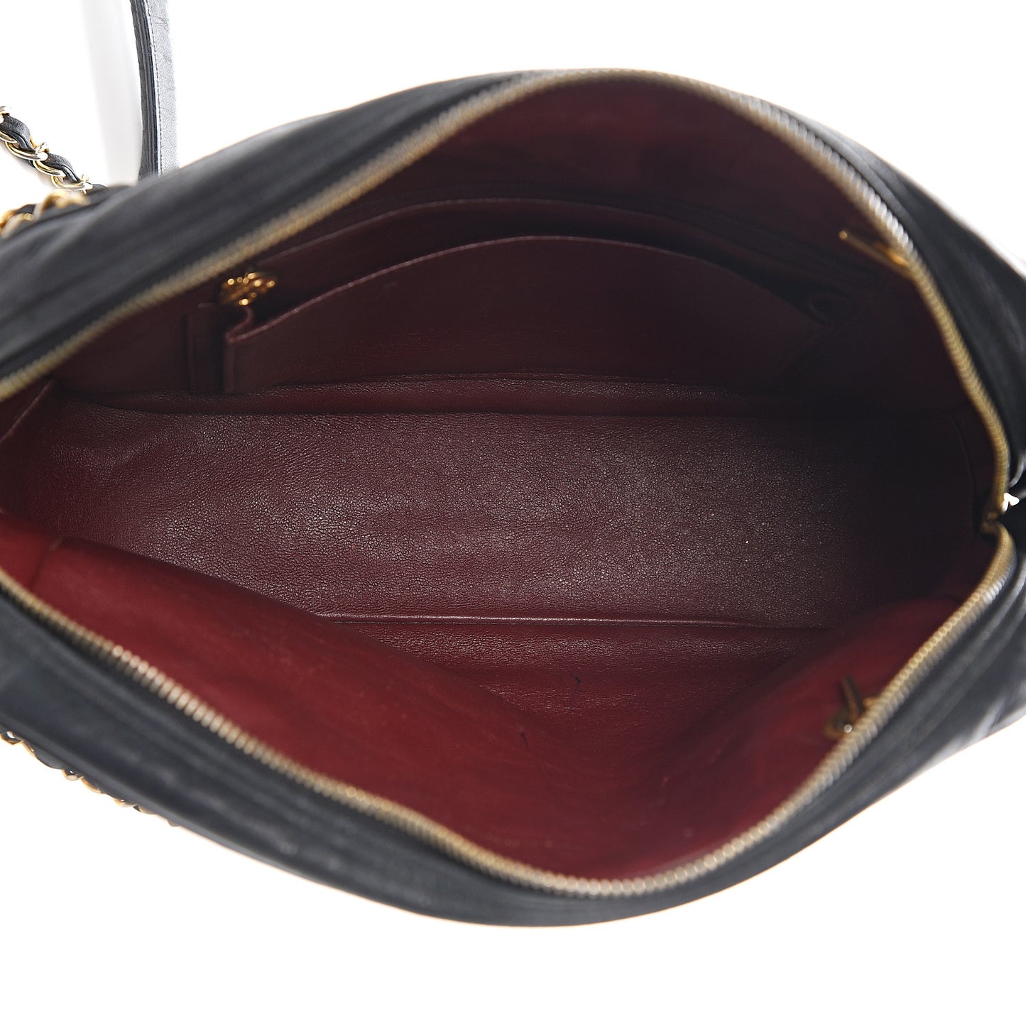 Lambskin Chevron Quilted Shoulder Bag Black