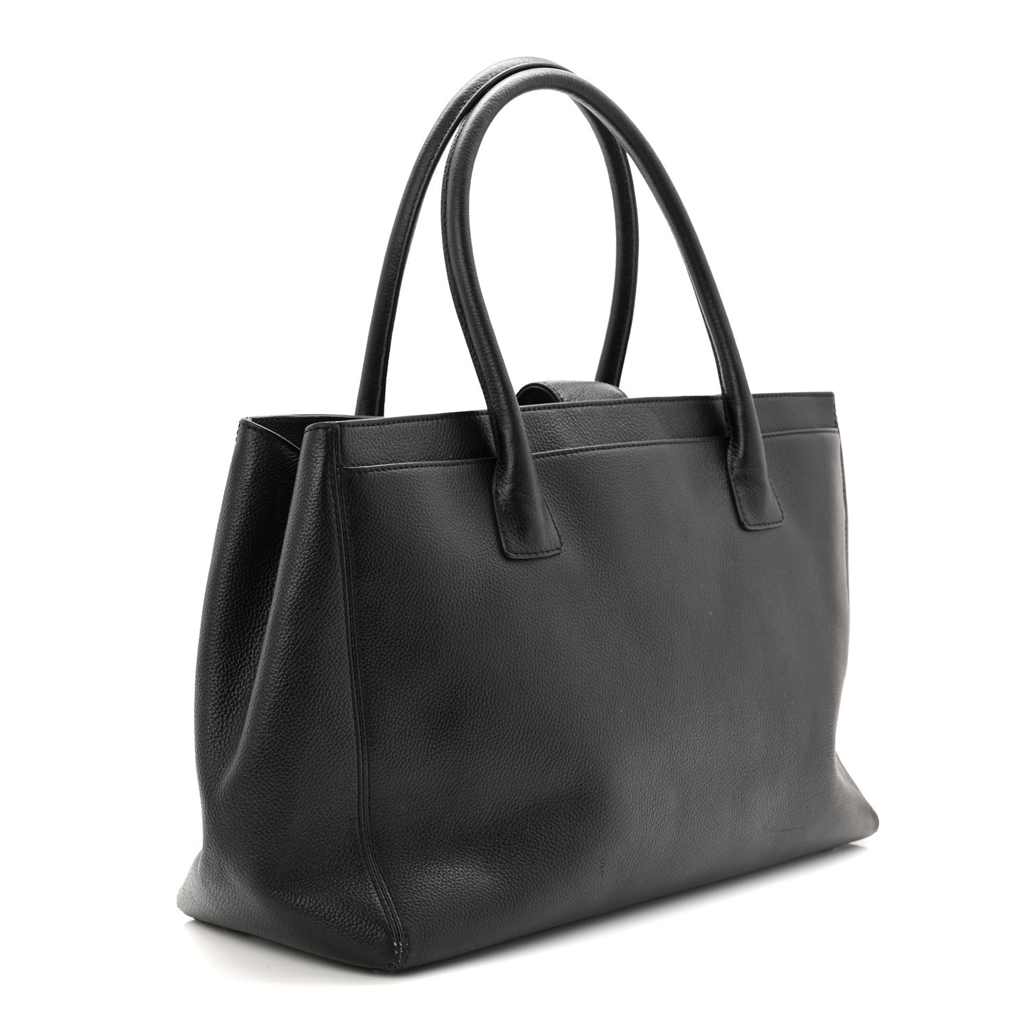 Calfskin Cerf Executive Shopper Tote Black