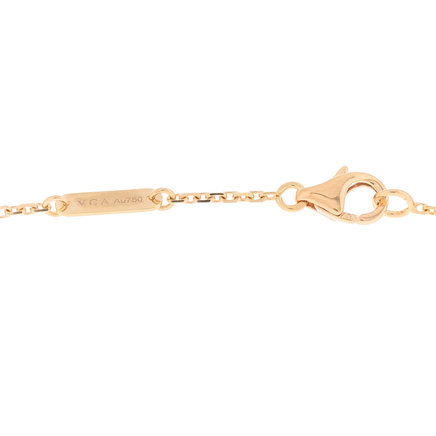 18K Rose Gold Diamond Pink Porcelain Vintage Alhambra Pendant Necklace