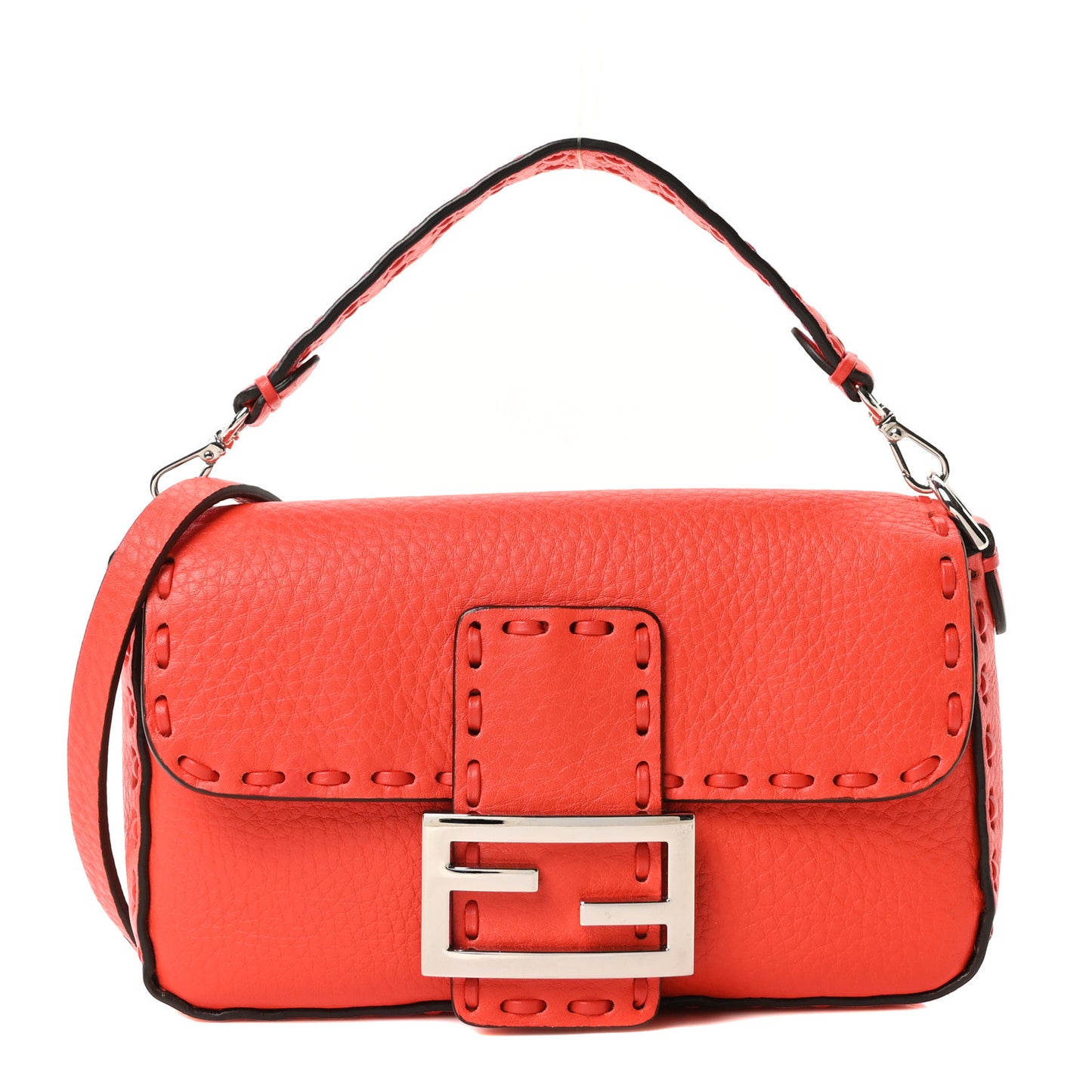 Cuoio Roma Sellerissima Nappa Sintetica Tape Stitch Mini Baguette Orange