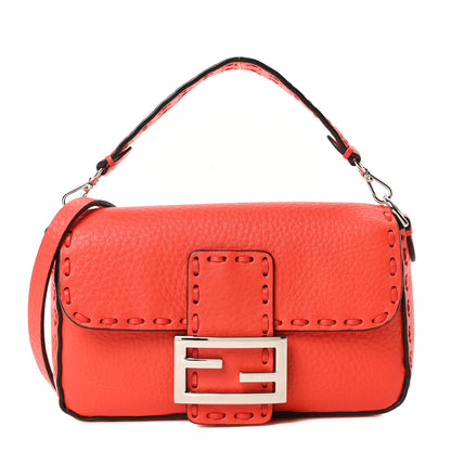 Fendi Cuoio Roma Sellerissima Nappa Sintetica Tape Stitch Mini Baguette Orange 1 of 9
