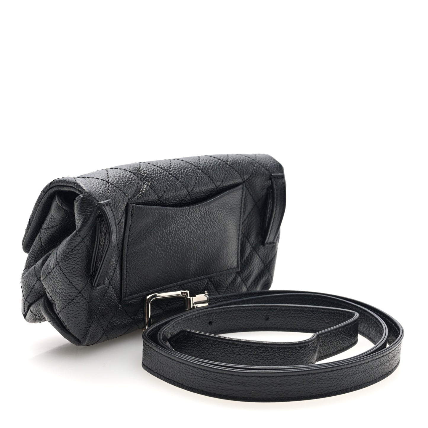Grained Calfskin Quilted 2.55 Reissue Flap Belt Bag. Clutch Black