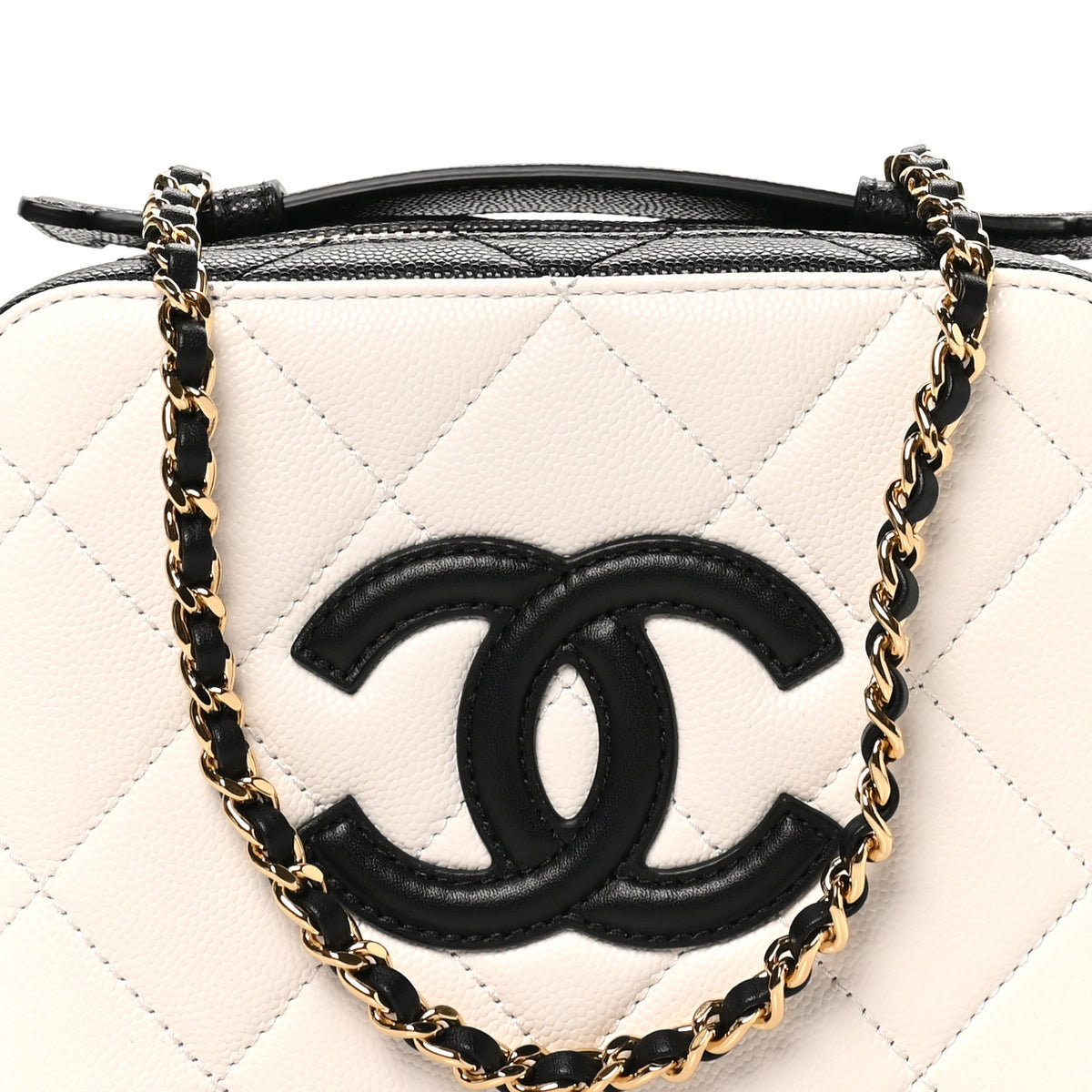 Chanel Caviar Quilted Small CC Filigree Vanity Case White Black 8 of 10