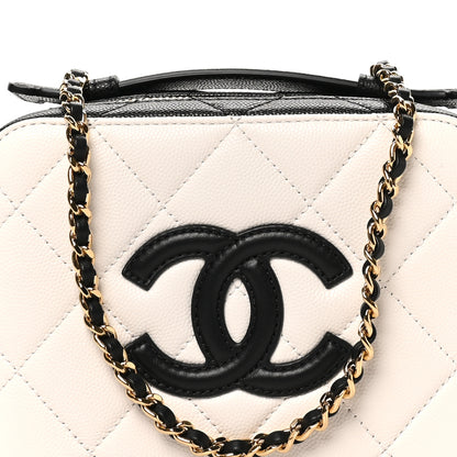 Chanel Caviar Quilted Small CC Filigree Vanity Case White Black 8 of 10