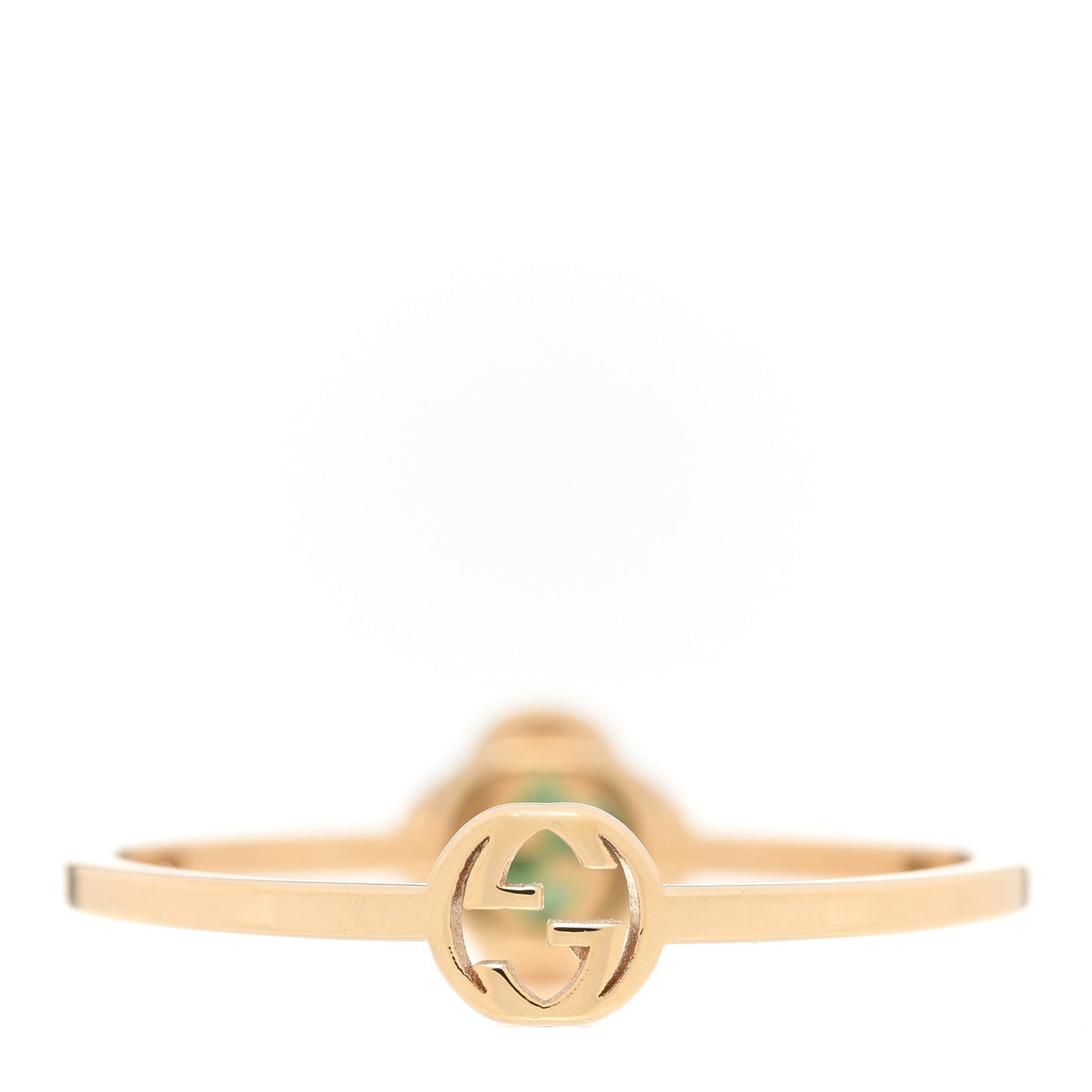 18K Yellow Gold Green Tourmaline Interlocking G Ring 55 7.25