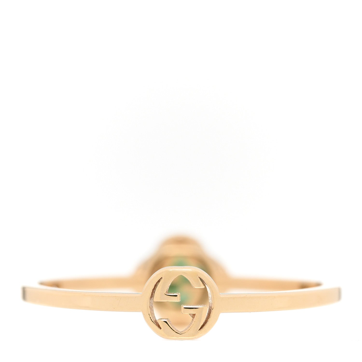 Gucci 18K Yellow Gold Green Tourmaline Interlocking G Ring 55 7.25 3 of 6
