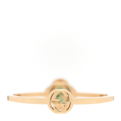 Gucci 18K Yellow Gold Green Tourmaline Interlocking G Ring 55 7.25 3 of 6