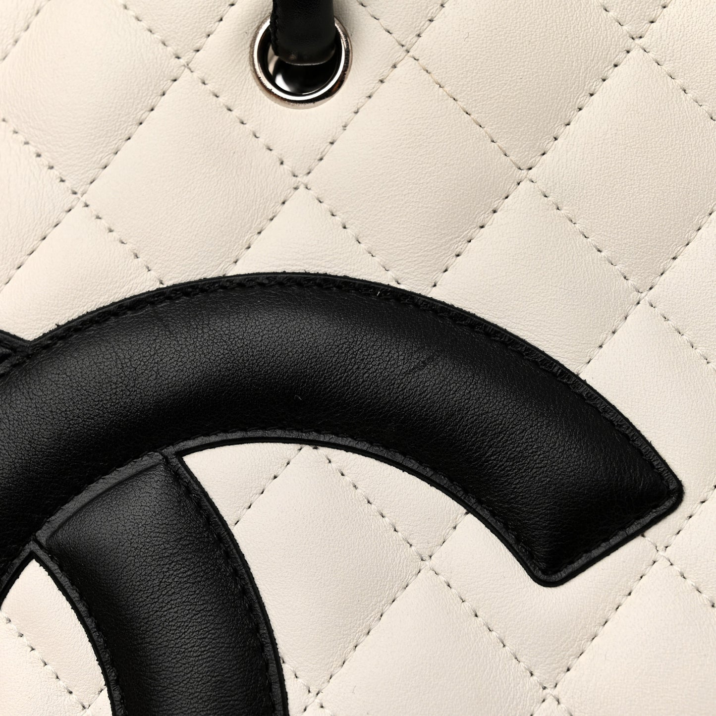Calfskin Quilted Medium Cambon Tote White Black