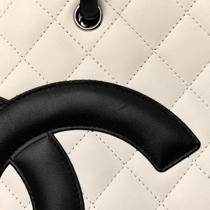 Chanel Calfskin Quilted Medium Cambon Tote White Black 16 of 16